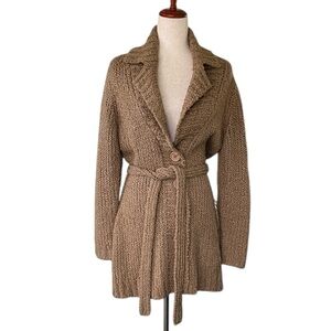 New York & Company Brown Knit Wool Blend Cardigan Sweater